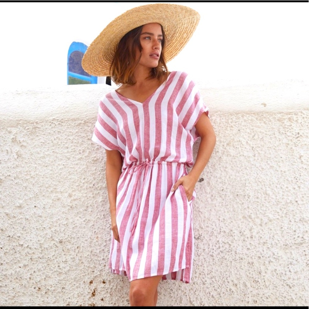 Rails Red and White stripe cotton dress Sz S